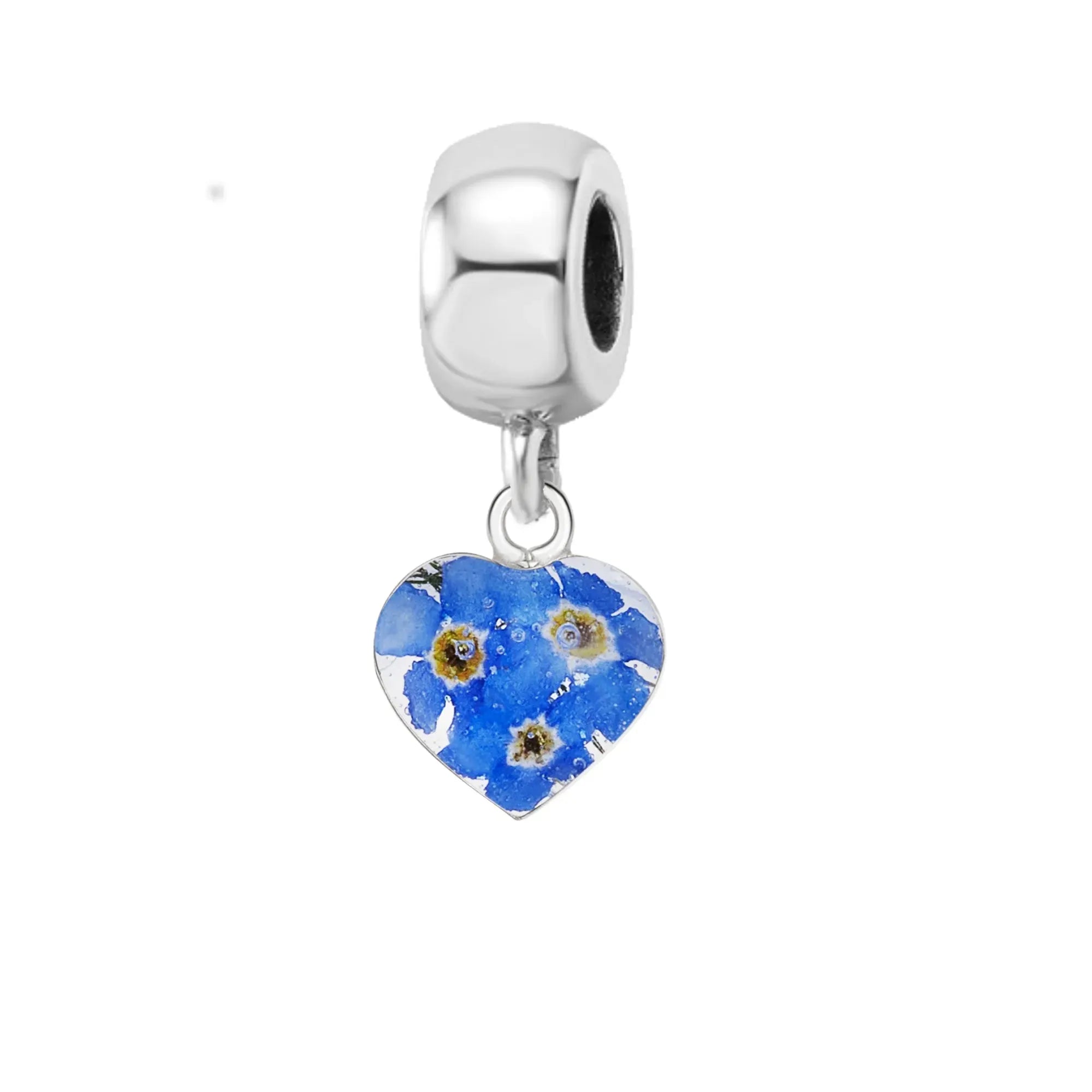 Pingente de flor real feito à mão | Prata de lei | Serve para pulseiras com pingentes mais populares