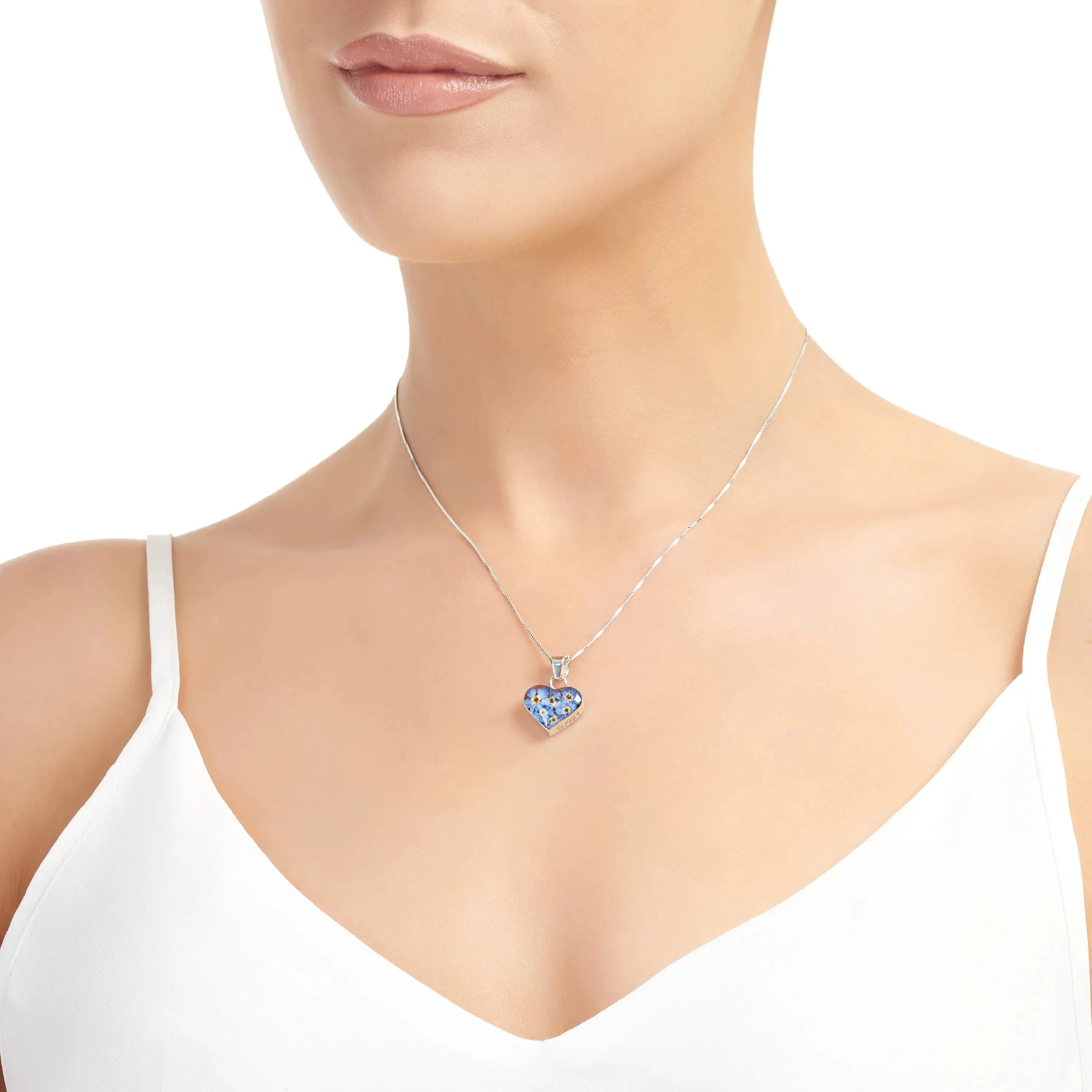 Zilveren Forget-Me-Not Hart Hanger - Perfect Moederdagcadeau