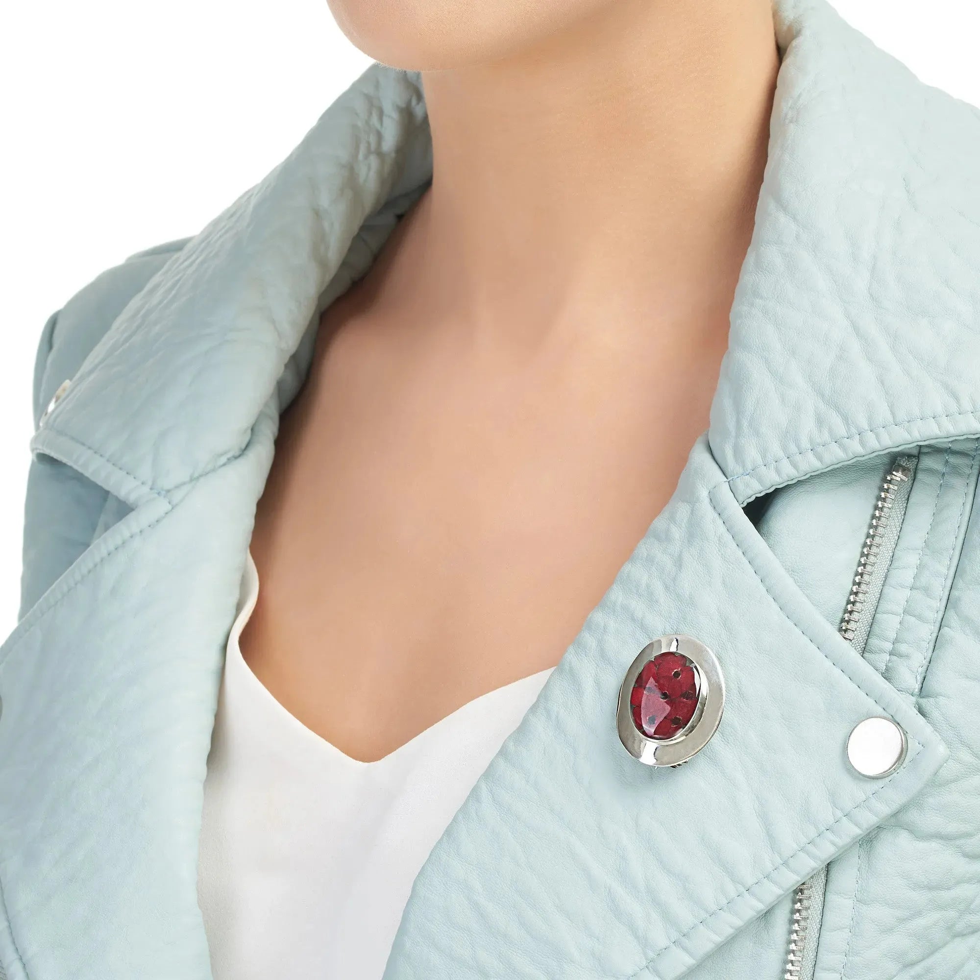 Broche de amapola. Broche ovalado de plata de ley hecho a mano con flores reales por Shrieking Violet®