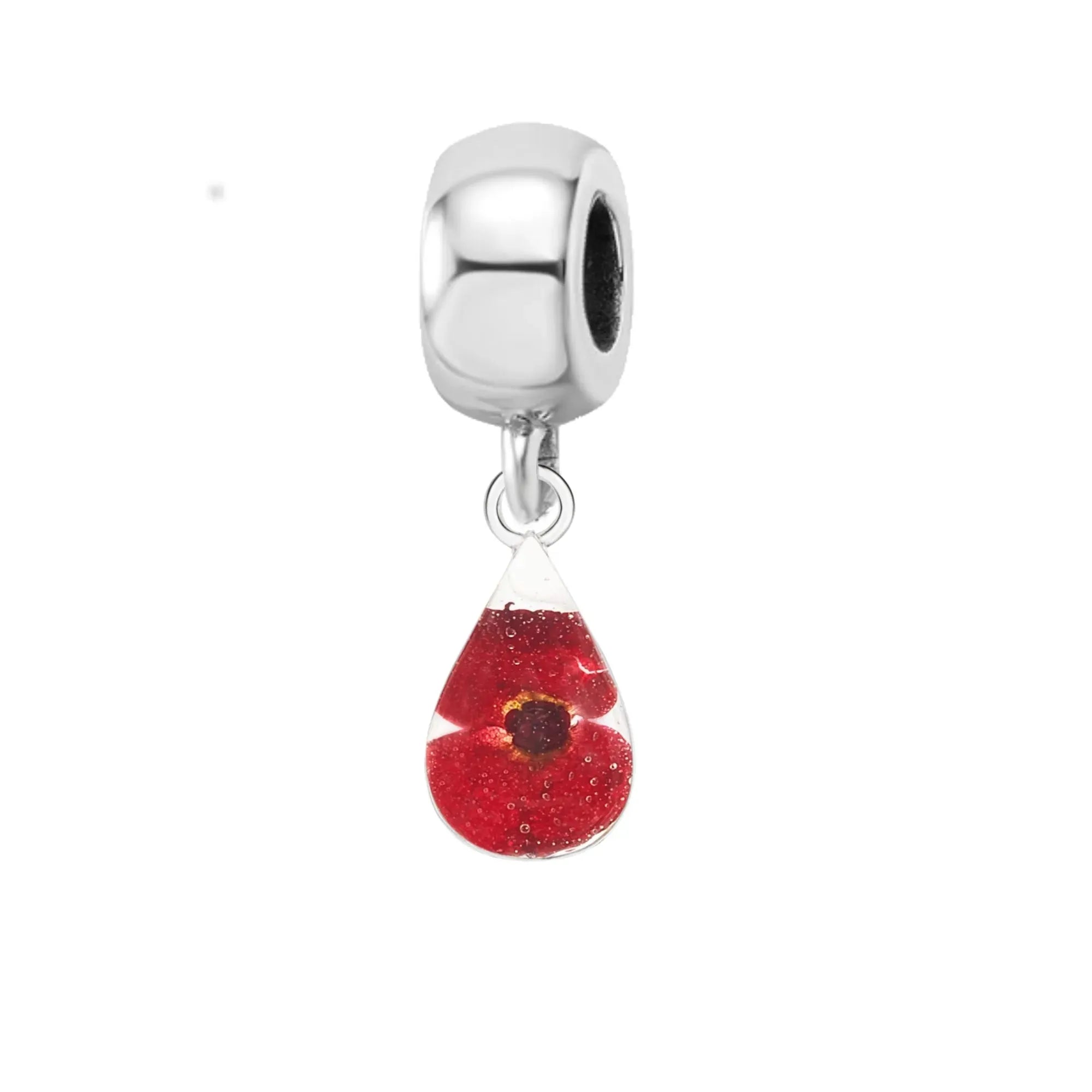 Pingente de flor real feito à mão | Prata de lei | Serve para pulseiras com pingentes mais populares