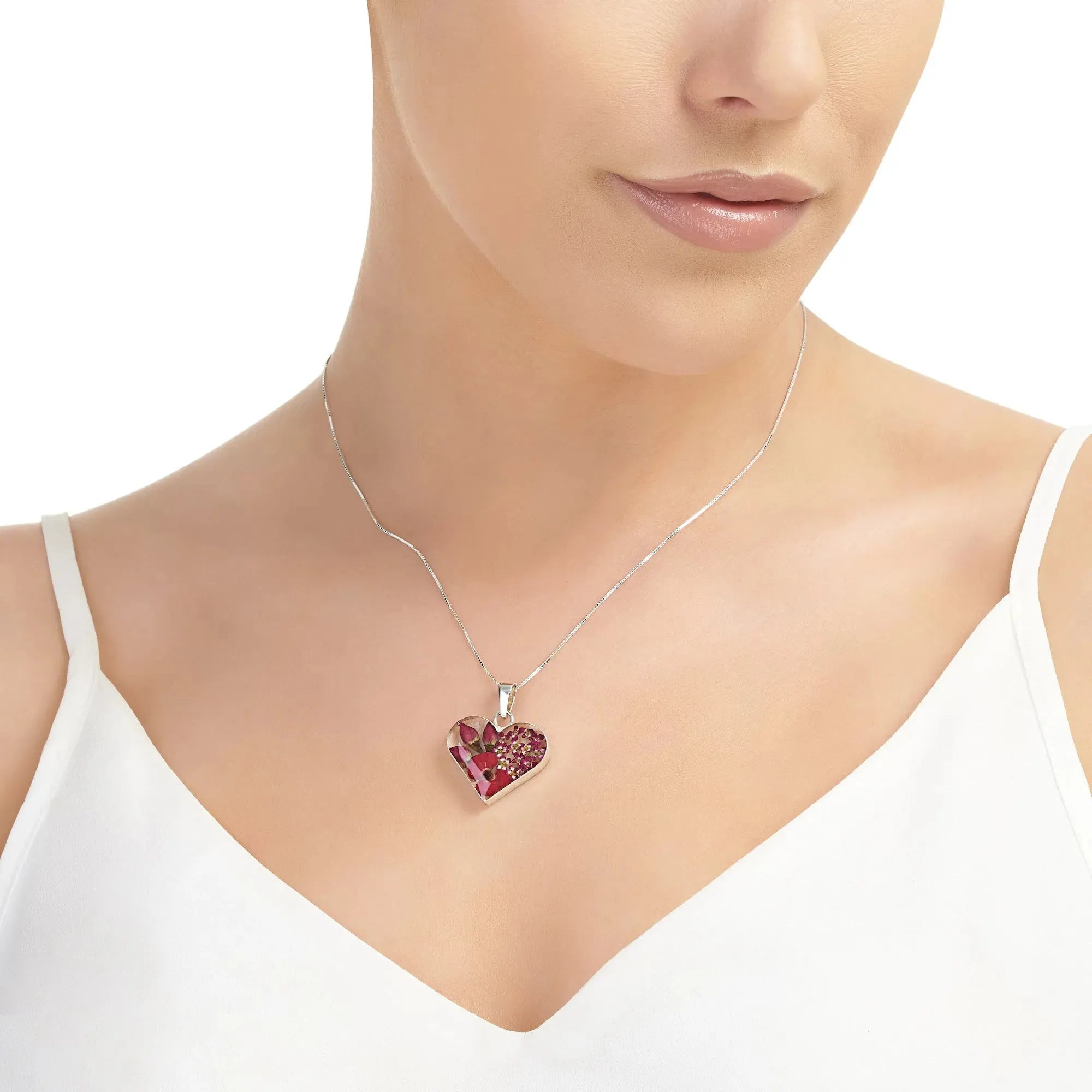 Colar com pingente de coração rosa papoula em prata esterlina Shrieking Violet®