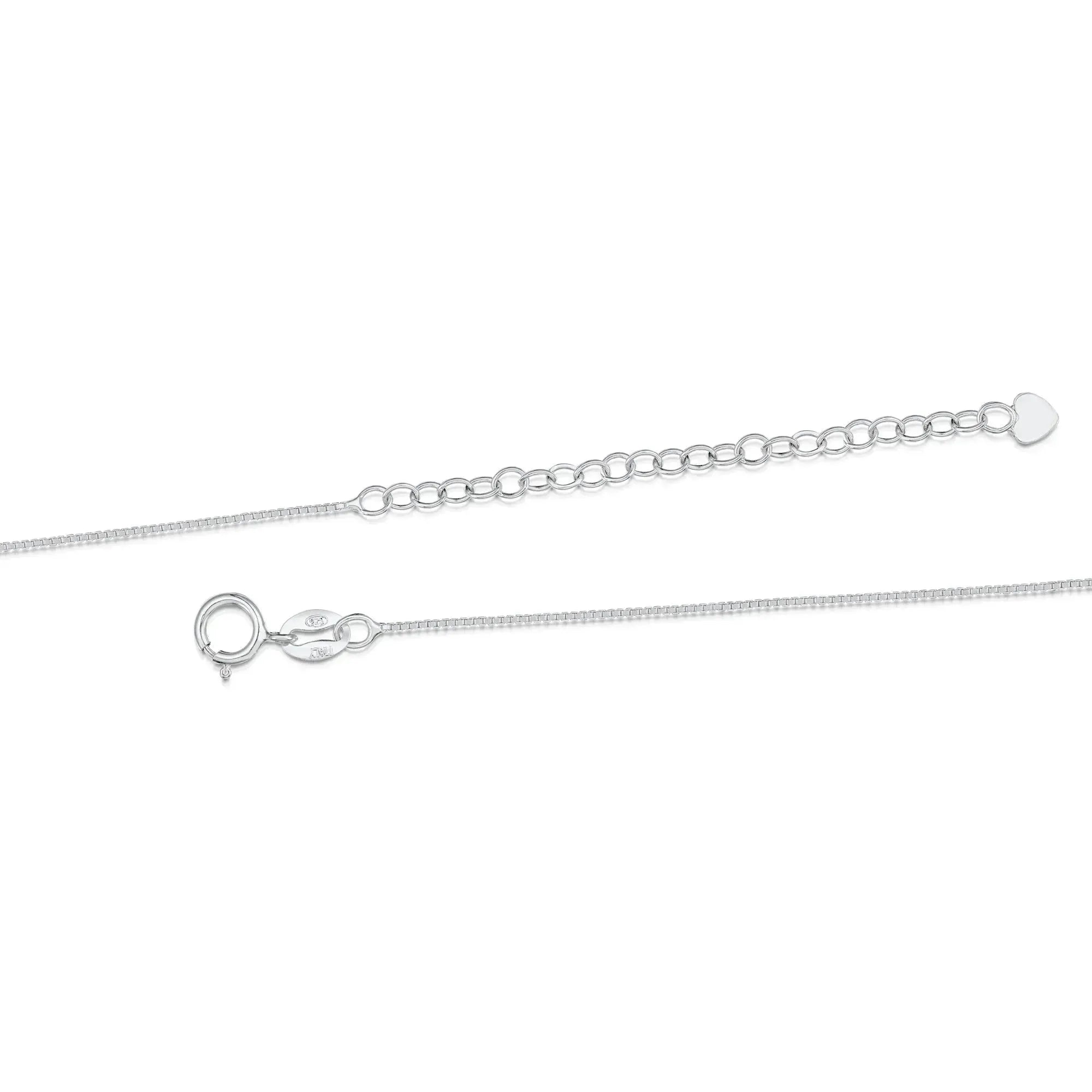 Collana con ciondolo rettangolare a quadrifoglio fortunato in argento sterling