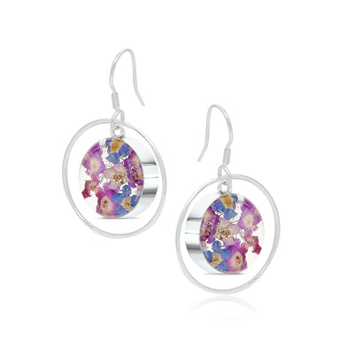 Oorbellen met echte bloemen in sterling zilver – Purple Haze collectie