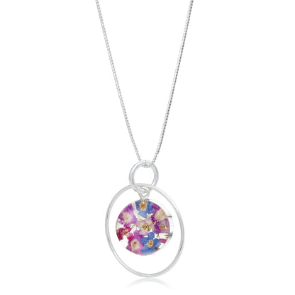 Zilveren echte bloemenhanger ketting – Purple Haze collectie