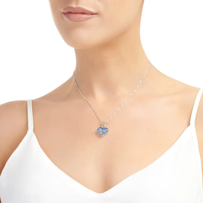 Přívěsek ve tvaru srdce z pravého stříbra s motivem nezapomeň mě - Perfektní dárek ke Dni matek