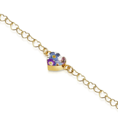 Pulseira Corrente Coração Purple Haze - Prata Banhada a Ouro