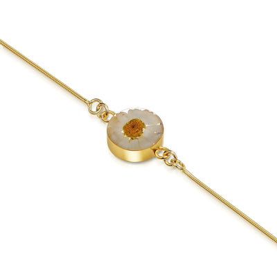 Pulseira cobra em prata esterlina - Charm redondo - Daisy