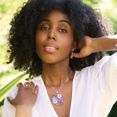 Stříbrná brož - Smíšené květiny - Plný měsíc XL (niklová spona)