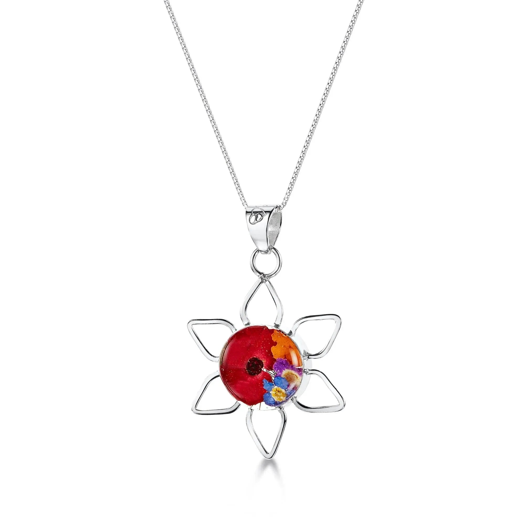 Sonnenhalskette aus Sterlingsilber mit echten Blumen - Shrieking Violet®
