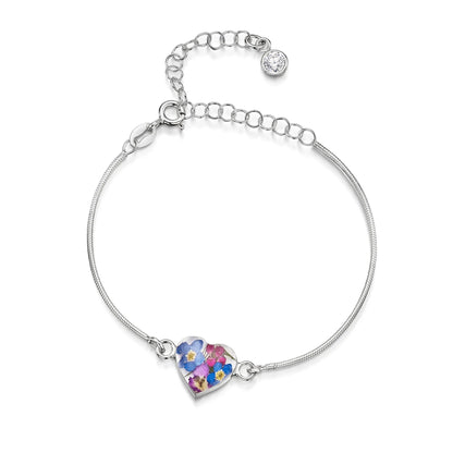 Braccialetti personalizzati in argento sterling con pietra di nascita a forma di fiore | Viola stridente®