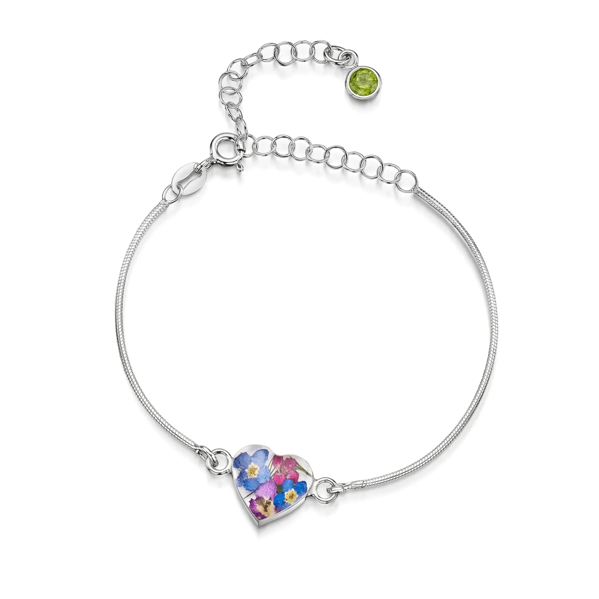 Braccialetti personalizzati in argento sterling con pietra di nascita a forma di fiore | Viola stridente®