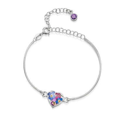 Braccialetti personalizzati in argento sterling con pietra di nascita a forma di fiore | Viola stridente®