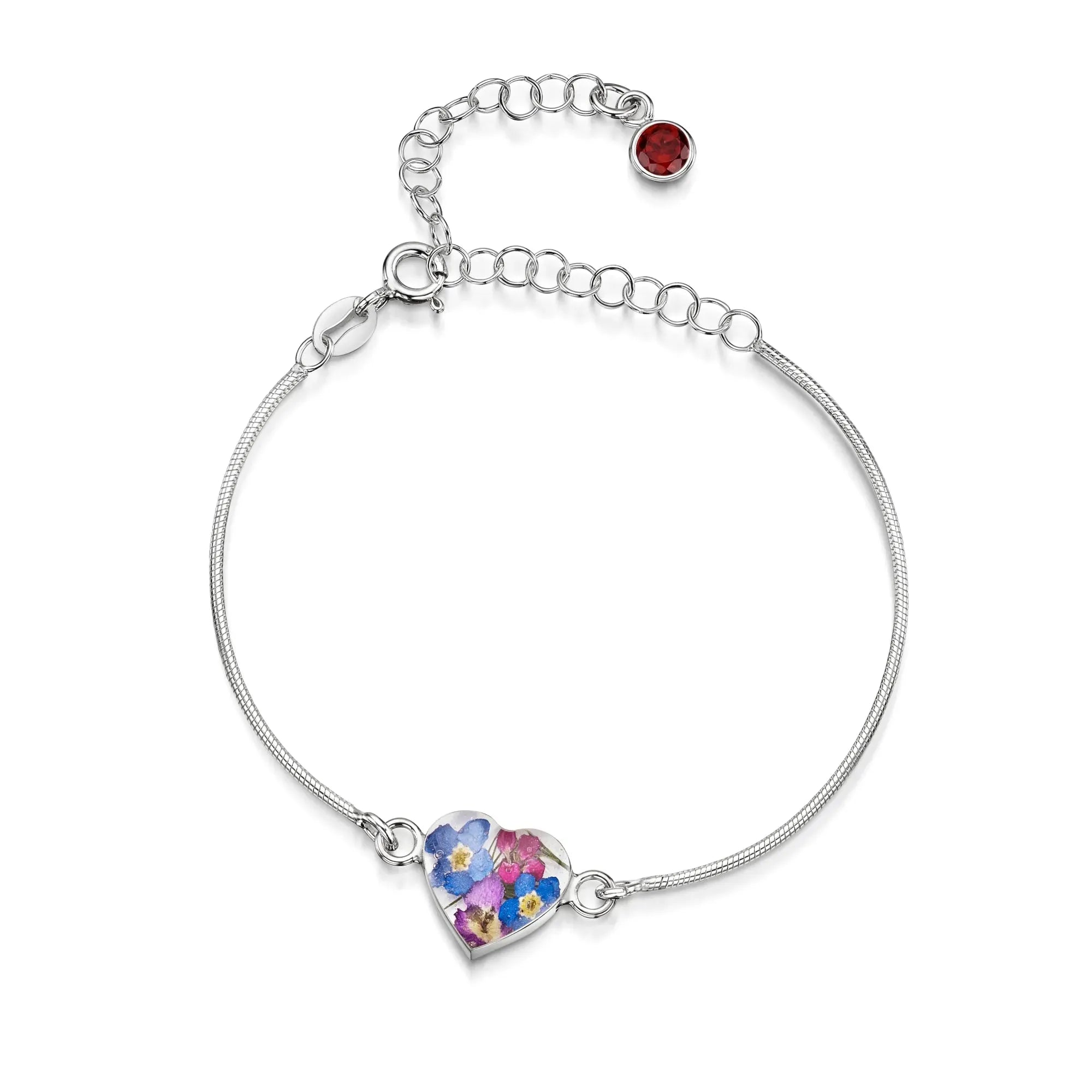 Braccialetti personalizzati in argento sterling con pietra di nascita a forma di fiore | Viola stridente®