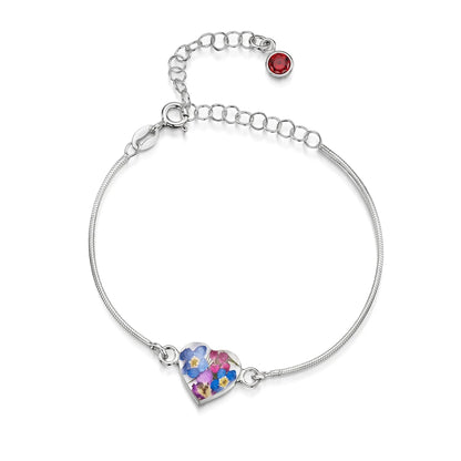 Braccialetti personalizzati in argento sterling con pietra di nascita a forma di fiore | Viola stridente®