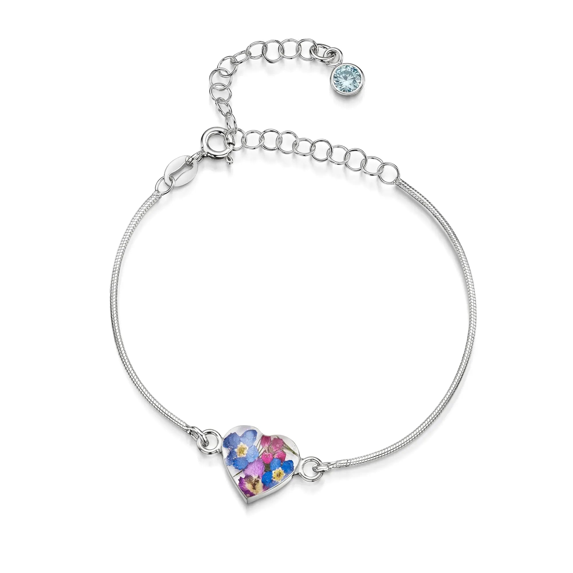 Braccialetti personalizzati in argento sterling con pietra di nascita a forma di fiore | Viola stridente®