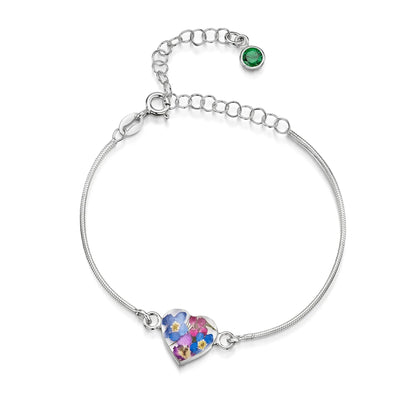 Braccialetti personalizzati in argento sterling con pietra di nascita a forma di fiore | Viola stridente®