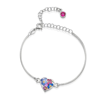 Braccialetti personalizzati in argento sterling con pietra di nascita a forma di fiore | Viola stridente®
