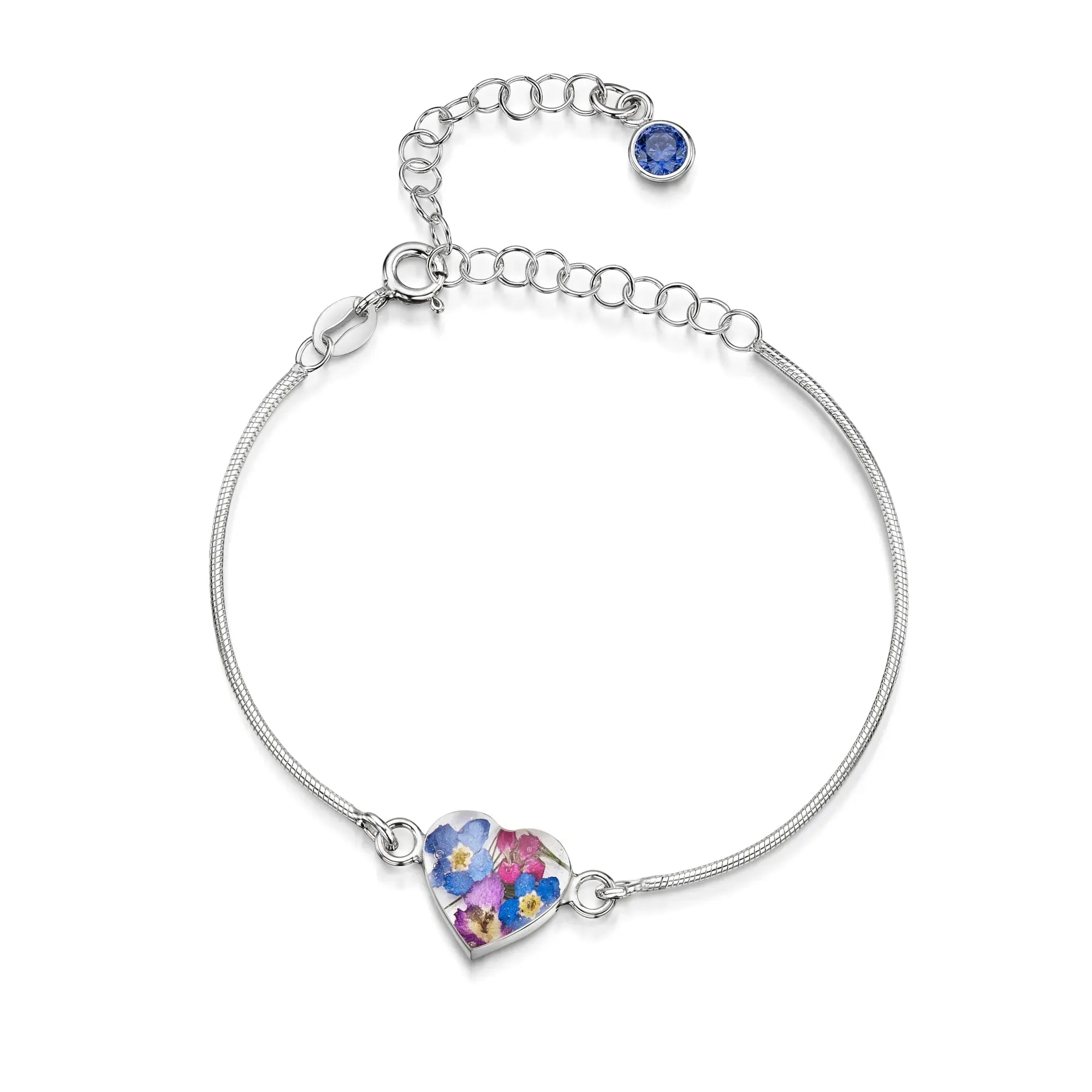 Braccialetti personalizzati in argento sterling con pietra di nascita a forma di fiore | Viola stridente®