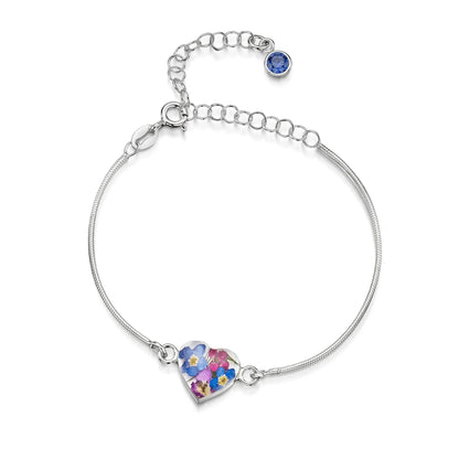 Braccialetti personalizzati in argento sterling con pietra di nascita a forma di fiore | Viola stridente®