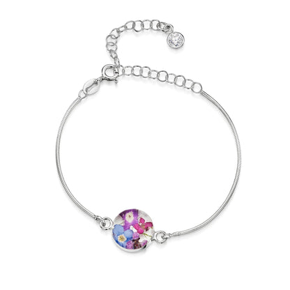 Braccialetti personalizzati in argento sterling con pietra di nascita a forma di fiore | Viola stridente®