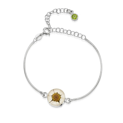 Braccialetti personalizzati in argento sterling con pietra di nascita a forma di fiore | Viola stridente®