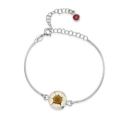 Braccialetti personalizzati in argento sterling con pietra di nascita a forma di fiore | Viola stridente®