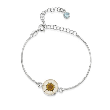 Braccialetti personalizzati in argento sterling con pietra di nascita a forma di fiore | Viola stridente®