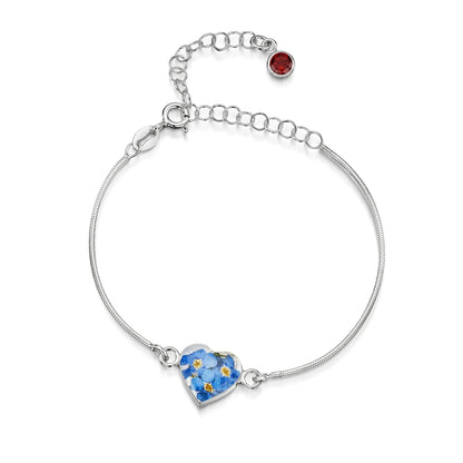Braccialetti personalizzati in argento sterling con pietra di nascita a forma di fiore | Viola stridente®