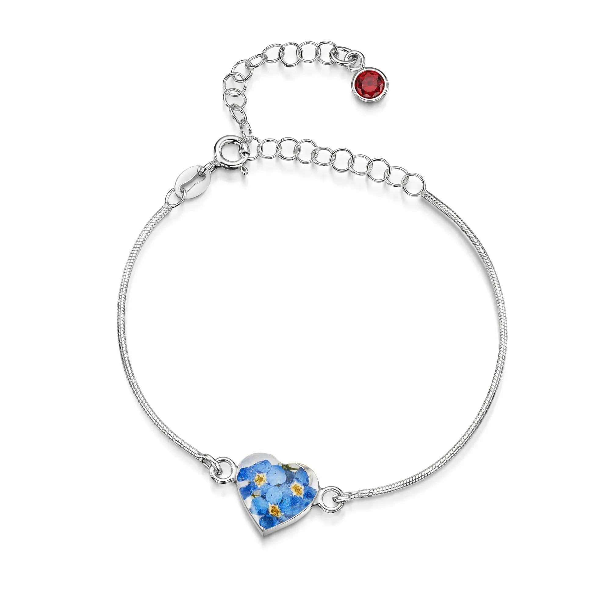 Braccialetti personalizzati in argento sterling con pietra di nascita a forma di fiore | Viola stridente®