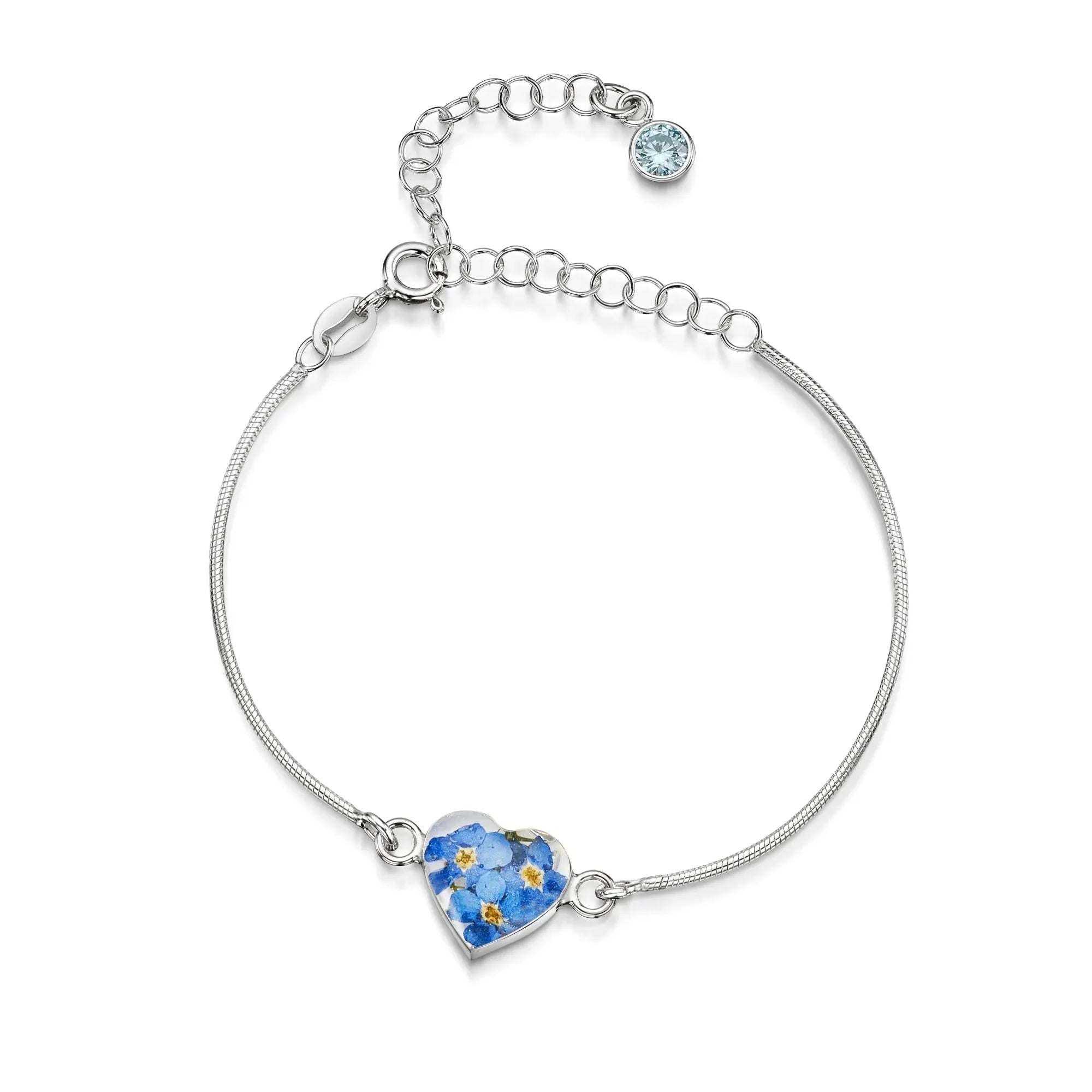 Braccialetti personalizzati in argento sterling con pietra di nascita a forma di fiore | Viola stridente®