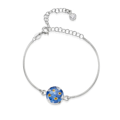 Braccialetti personalizzati in argento sterling con pietra di nascita a forma di fiore | Viola stridente®