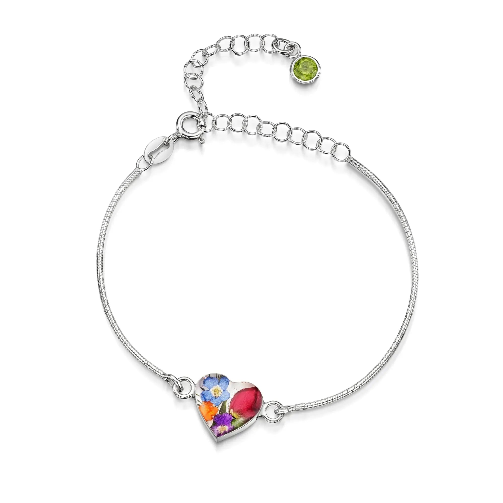 Braccialetti personalizzati in argento sterling con pietra di nascita a forma di fiore | Viola stridente®