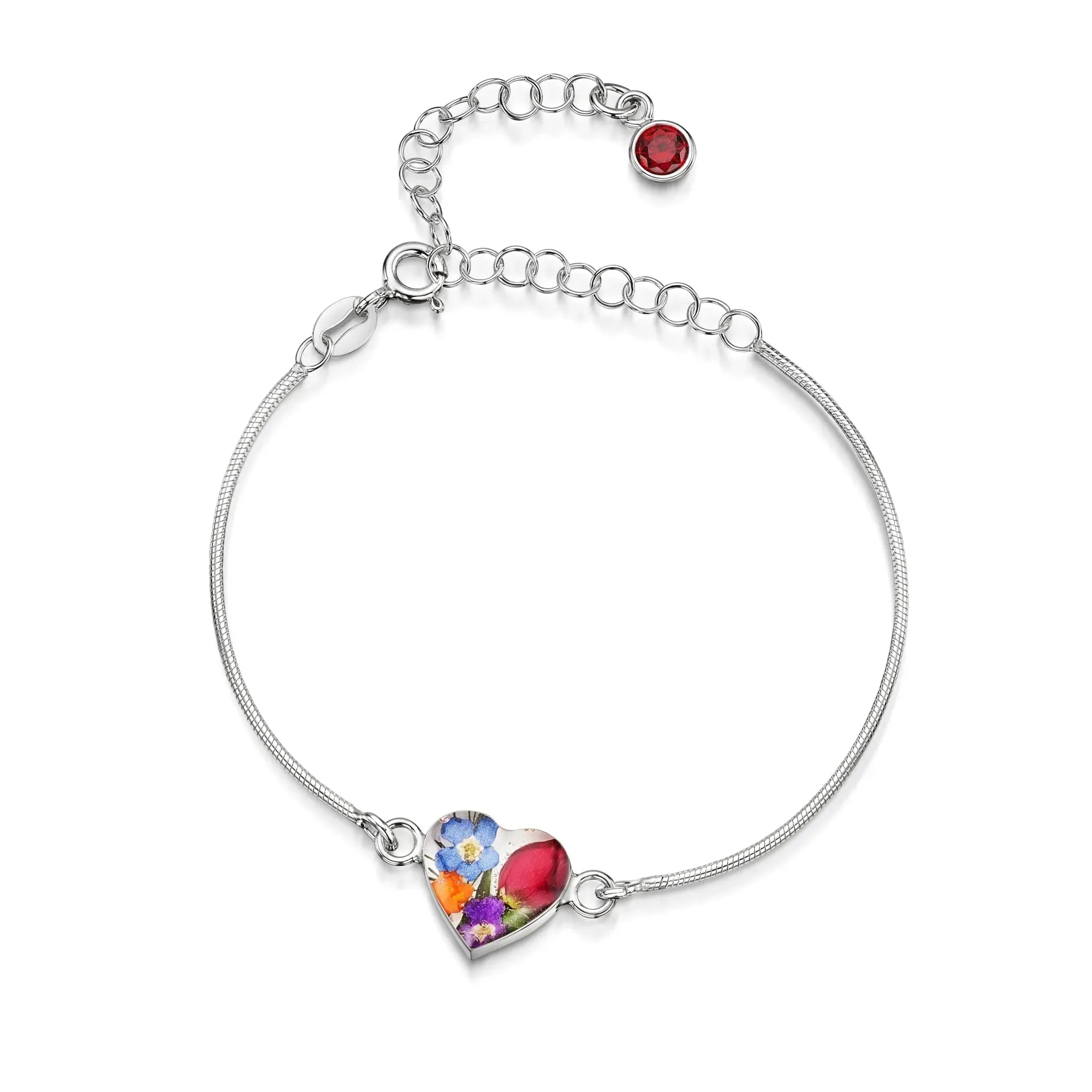 Braccialetti personalizzati in argento sterling con pietra di nascita a forma di fiore | Viola stridente®