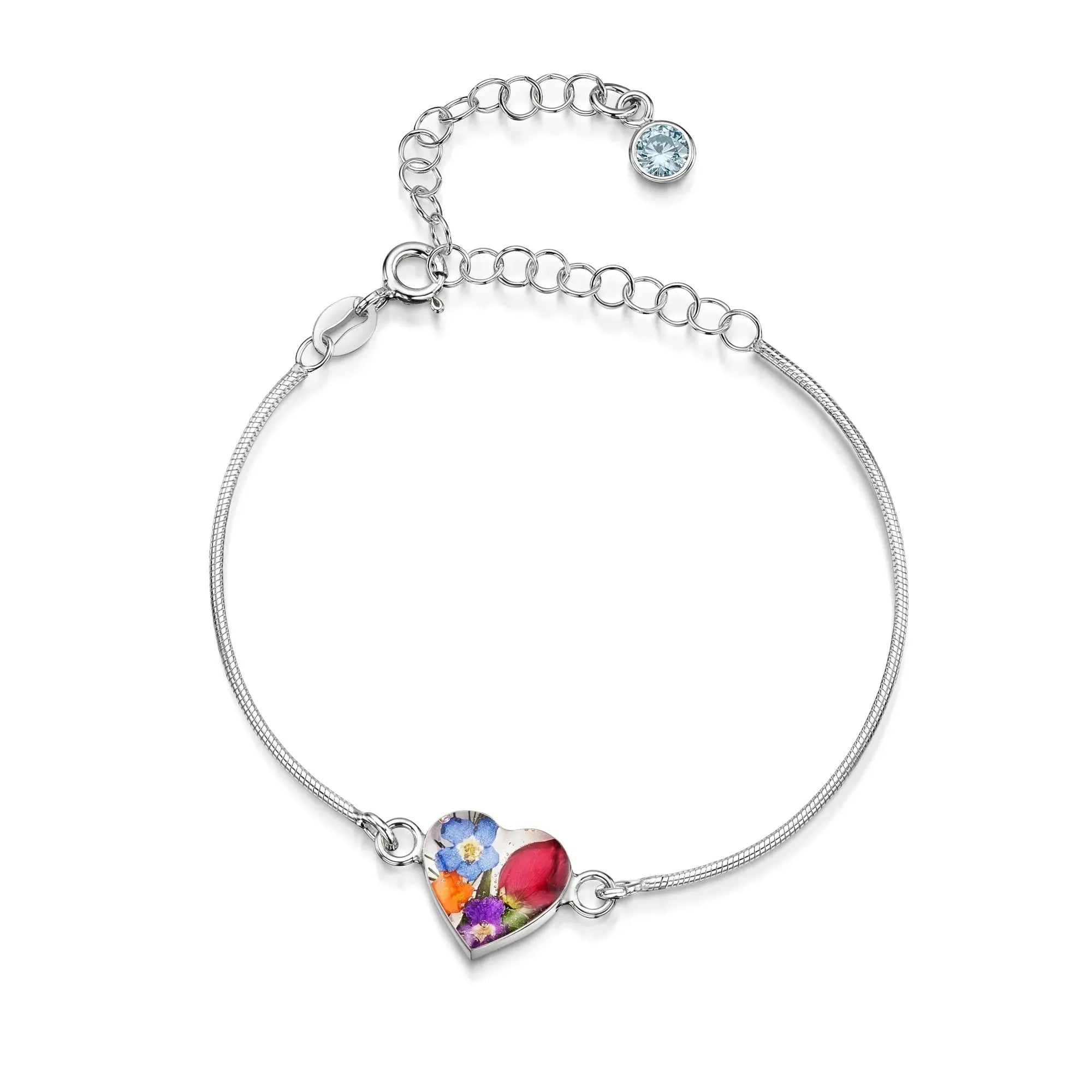 Braccialetti personalizzati in argento sterling con pietra di nascita a forma di fiore | Viola stridente®