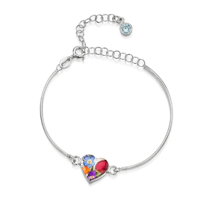 Braccialetti personalizzati in argento sterling con pietra di nascita a forma di fiore | Viola stridente®