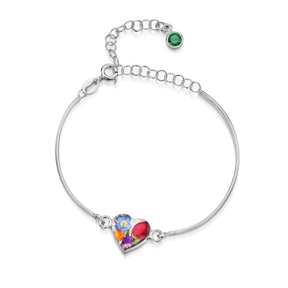Braccialetti personalizzati in argento sterling con pietra di nascita a forma di fiore | Viola stridente®