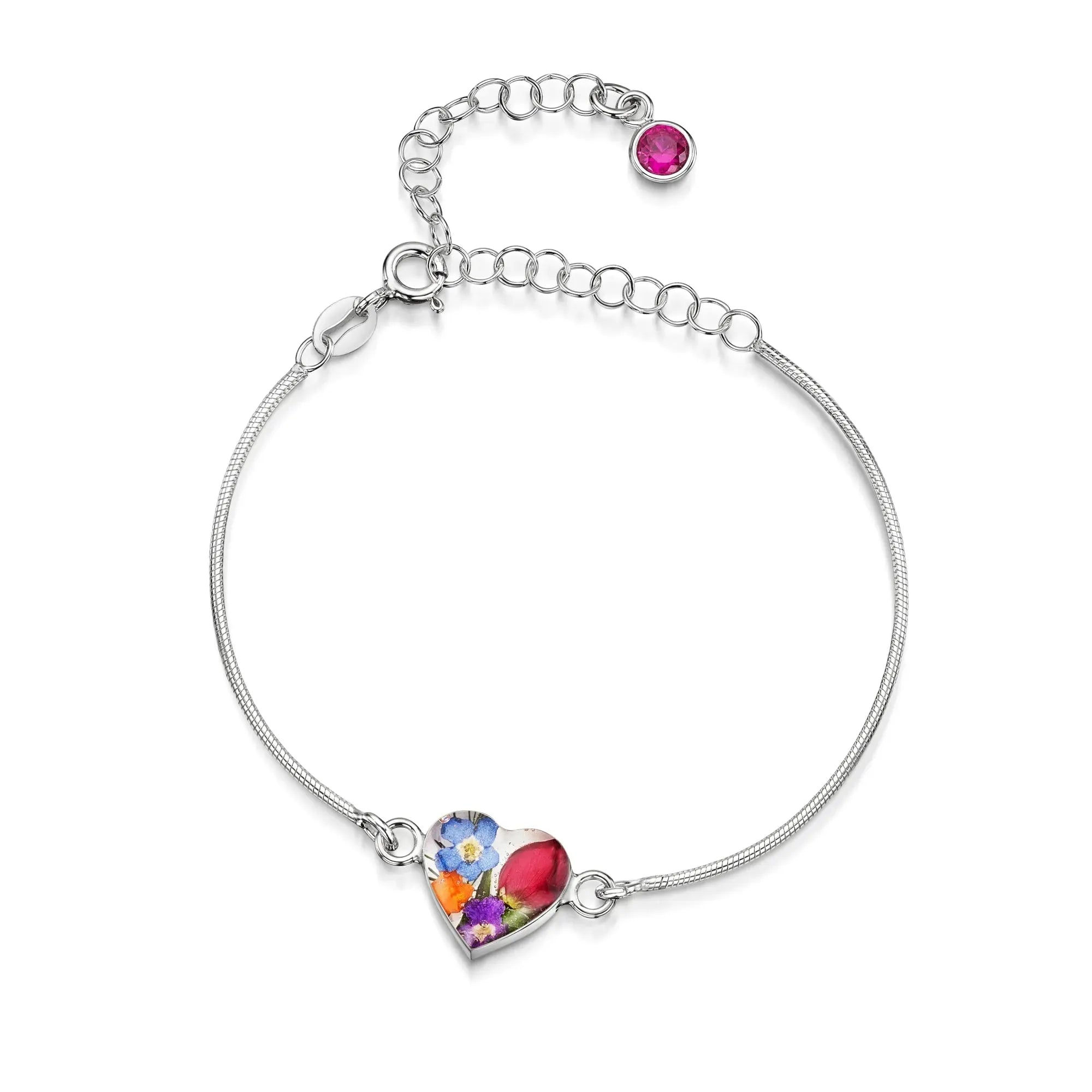 Braccialetti personalizzati in argento sterling con pietra di nascita a forma di fiore | Viola stridente®