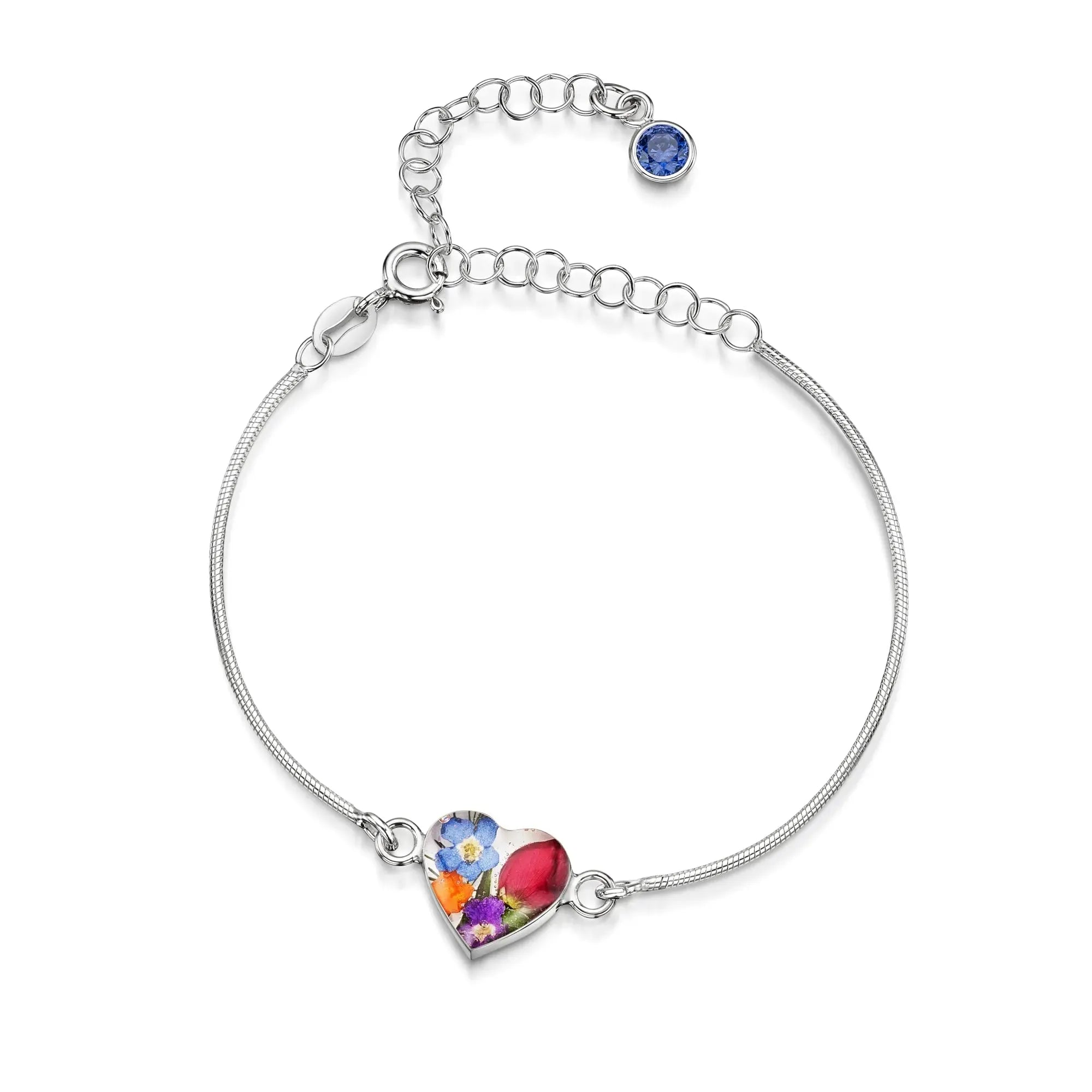 Braccialetti personalizzati in argento sterling con pietra di nascita a forma di fiore | Viola stridente®