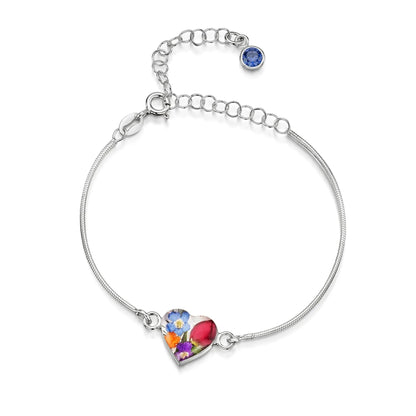 Braccialetti personalizzati in argento sterling con pietra di nascita a forma di fiore | Viola stridente®