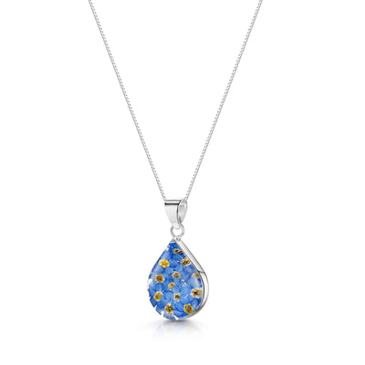 Colar com pingente de prata - Forget-me-not - Teardrop médio