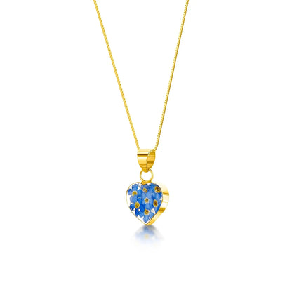 Sterling Silver Forget-Me-Not Heart Pendant - Perfect Mother's Day Gift