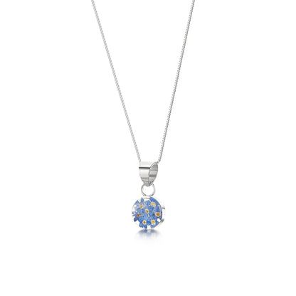 Handmade Sterling Silver Necklace with Real Forget-Me-Not Flowers | Shrieking Violet