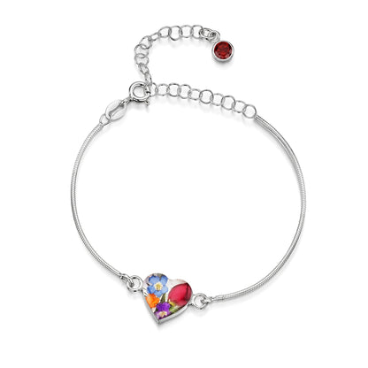 Braccialetti personalizzati in argento sterling con pietra di nascita a forma di fiore | Viola stridente®