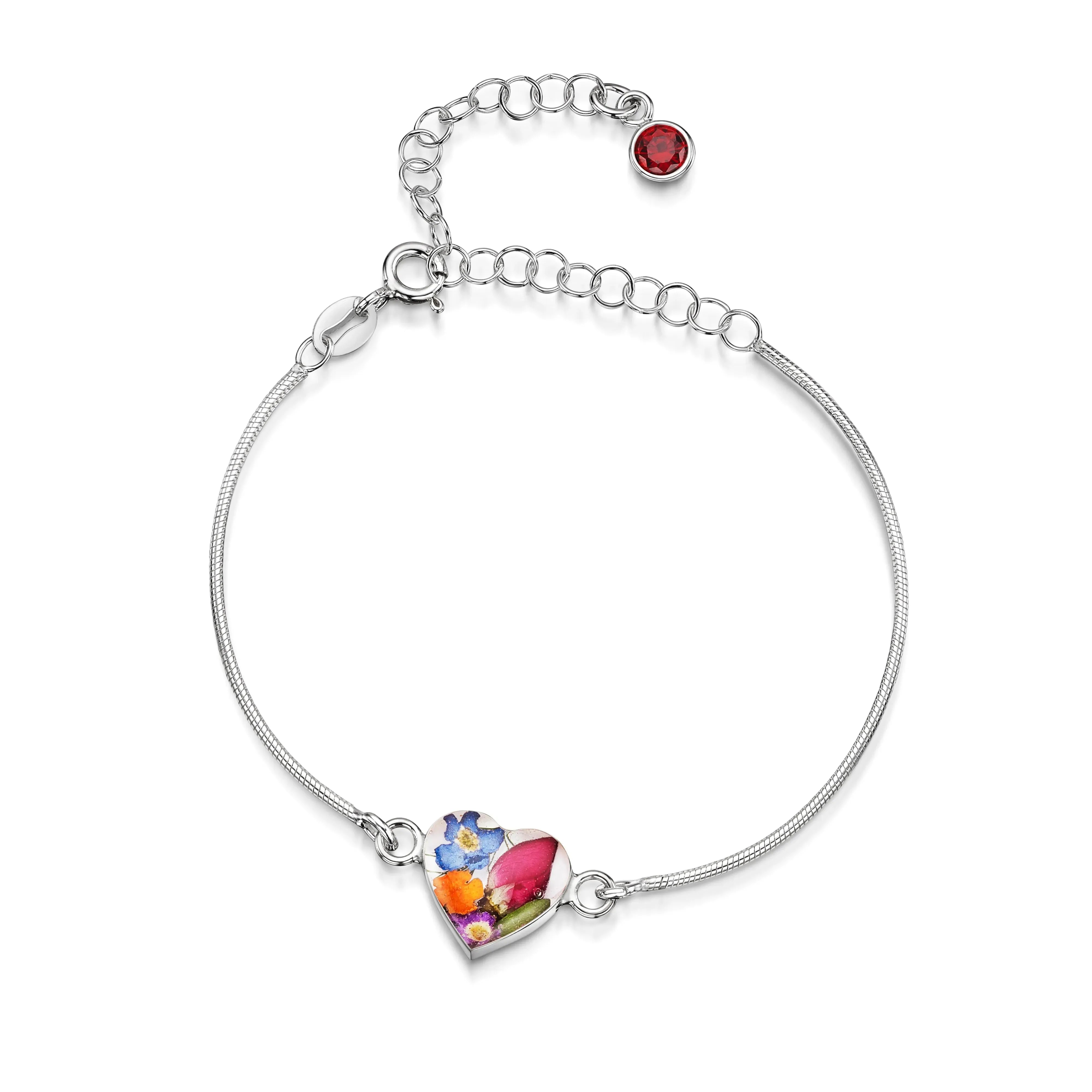 Braccialetti personalizzati in argento sterling con pietra di nascita a forma di fiore | Viola stridente®