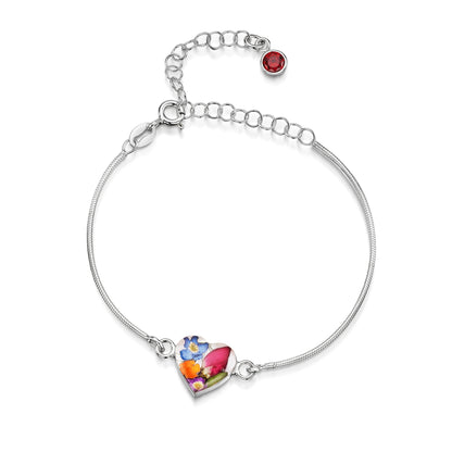 Braccialetti personalizzati in argento sterling con pietra di nascita a forma di fiore | Viola stridente®