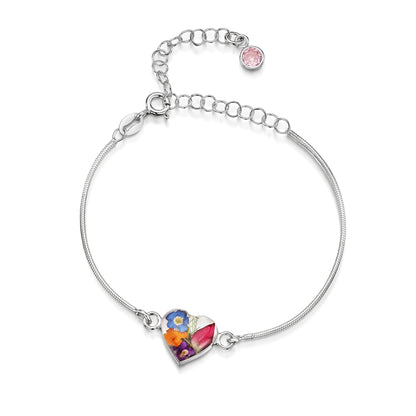 Braccialetti personalizzati in argento sterling con pietra di nascita a forma di fiore | Viola stridente®