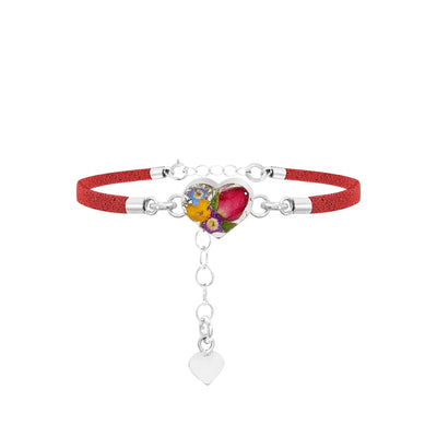 Vegan suede bracelet with real flowers set in Sterling Silver - Perfect gift for teacher