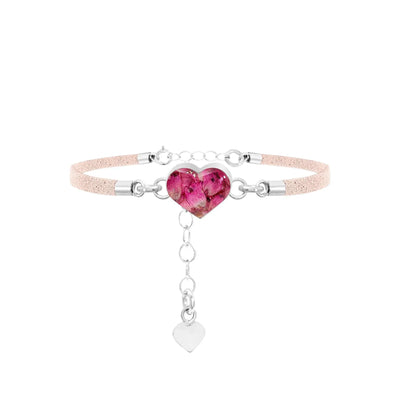 Vegan suede bracelet with real flowers set in Sterling Silver - Perfect gift for teacher