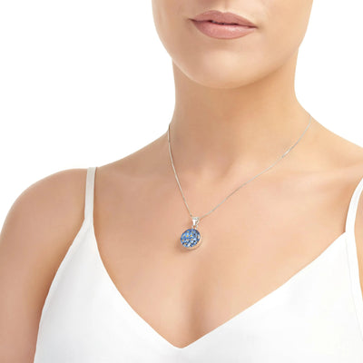 Forget-me-not necklace by Shrieking Violet® Sterling silver round pendant with real forget-me-nots. Perfect for Mothers day or bridesmaid jewellery.