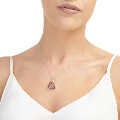 Real flower necklace by Shrieking Violet® Sterling silver square pendant with real flowers. jewellery gift for gardener, florist, nature lovers